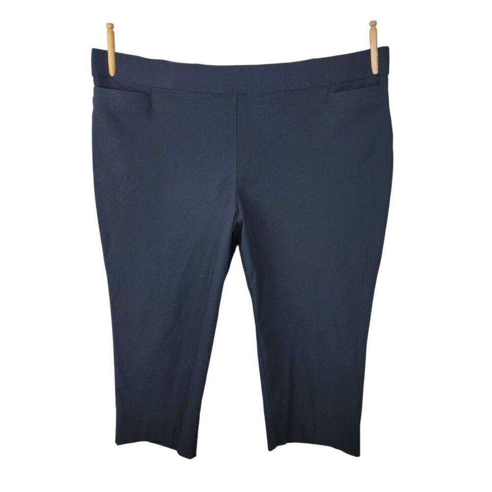 Briggs Capri Plus 24W 43 x 20.5 Stretch Pants Casual Crop Black Pull On Pockets